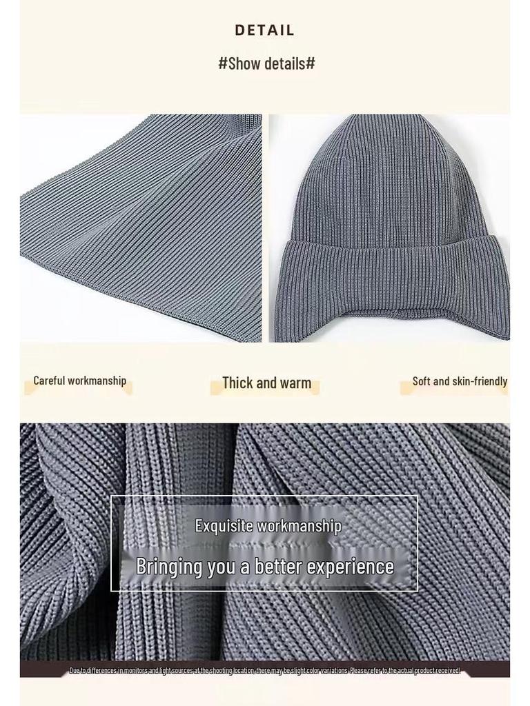 Cozy Wool Scarf & Beanie Set: Winter Warm, Windproof, Solid Color, Unisex Knit for Couples & Students