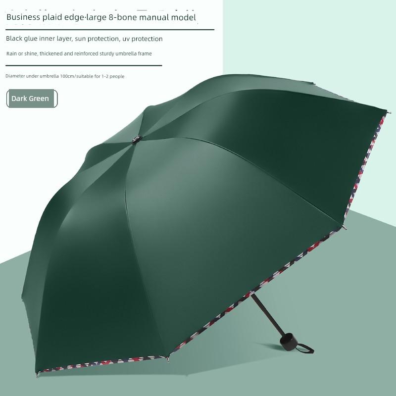 Large Thickened Windproof Reinforced Umbrella for Heavy Rain with Logo, Foldable Dual-Use Black Coating for Sun Protection and Uv Protection