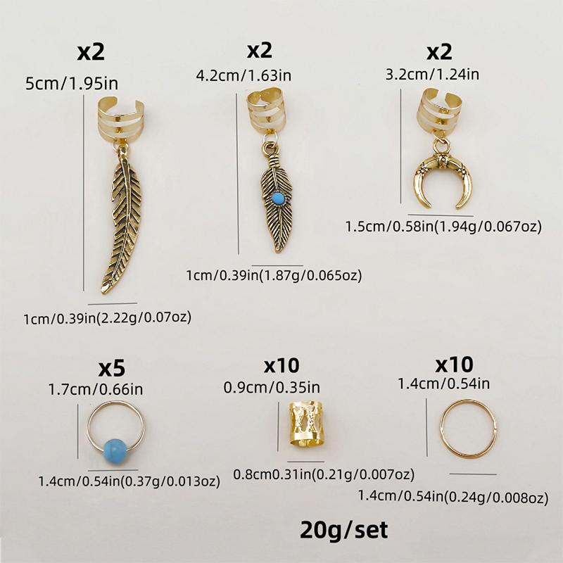 1Set Dreadlock Hair Rings Hair Jewelry Cuffs Clip Hair Braids Dirty Braids Bead Hippie Hairpin Accessories Headwear For Women