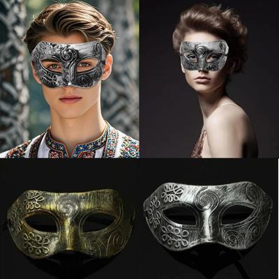 Jazz Mask Halloween Party Cosplay Masquerade Retro Mask Men Burnished Antique Silver/Gold Mardi Gras Masquerade Party Ball Mask