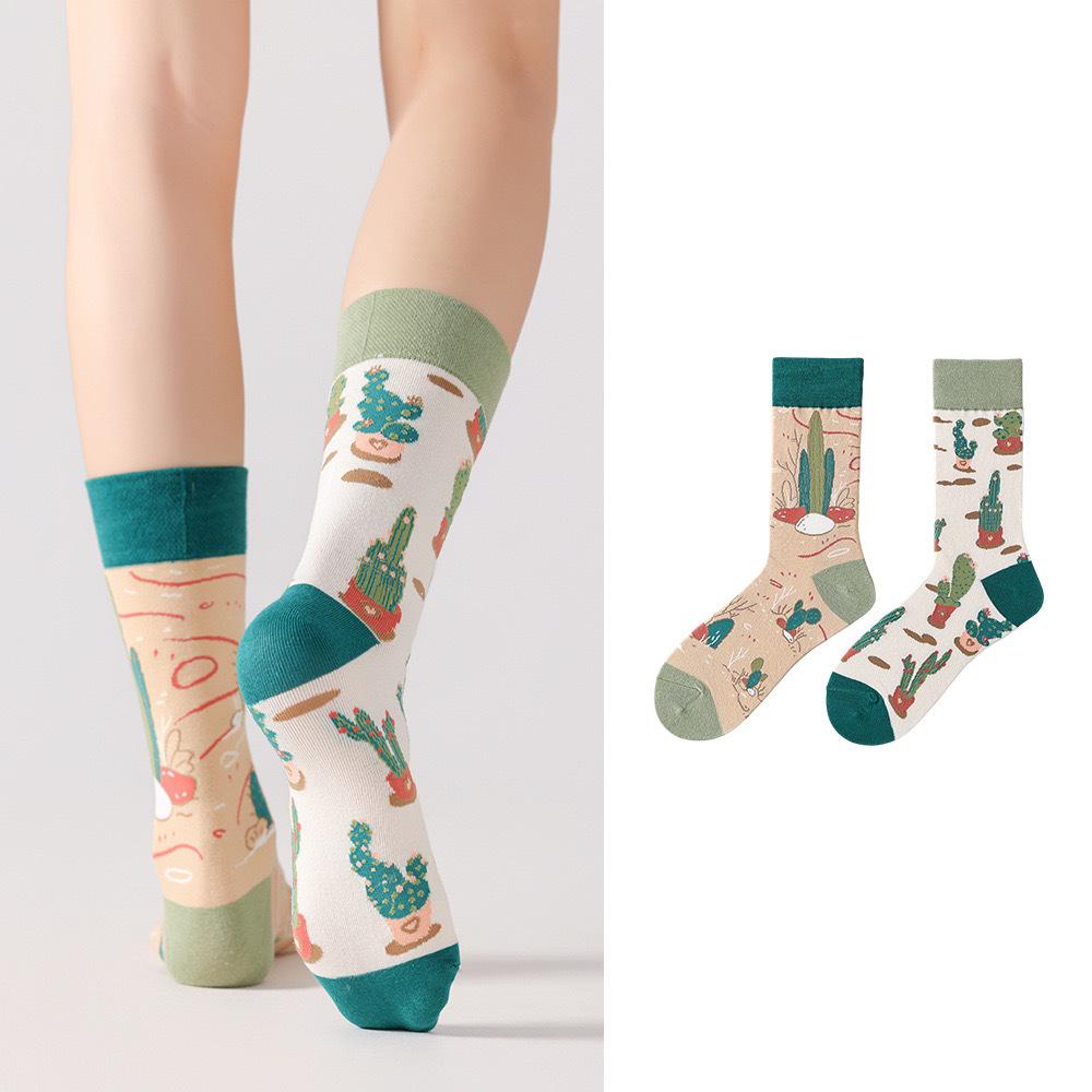 Original Asymmetrische Cartoon Hip Hop Baumwollsocken für Paare - Wadenhoch Mandarinenente Stil für Damen und Herren
