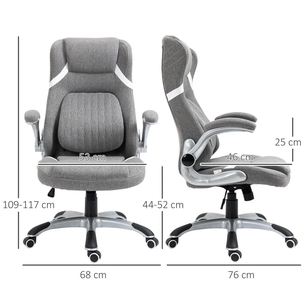 Reclining Office Chair in Breathable Fabric and Steel with Adjustable Height, 68x76x109-117 cm