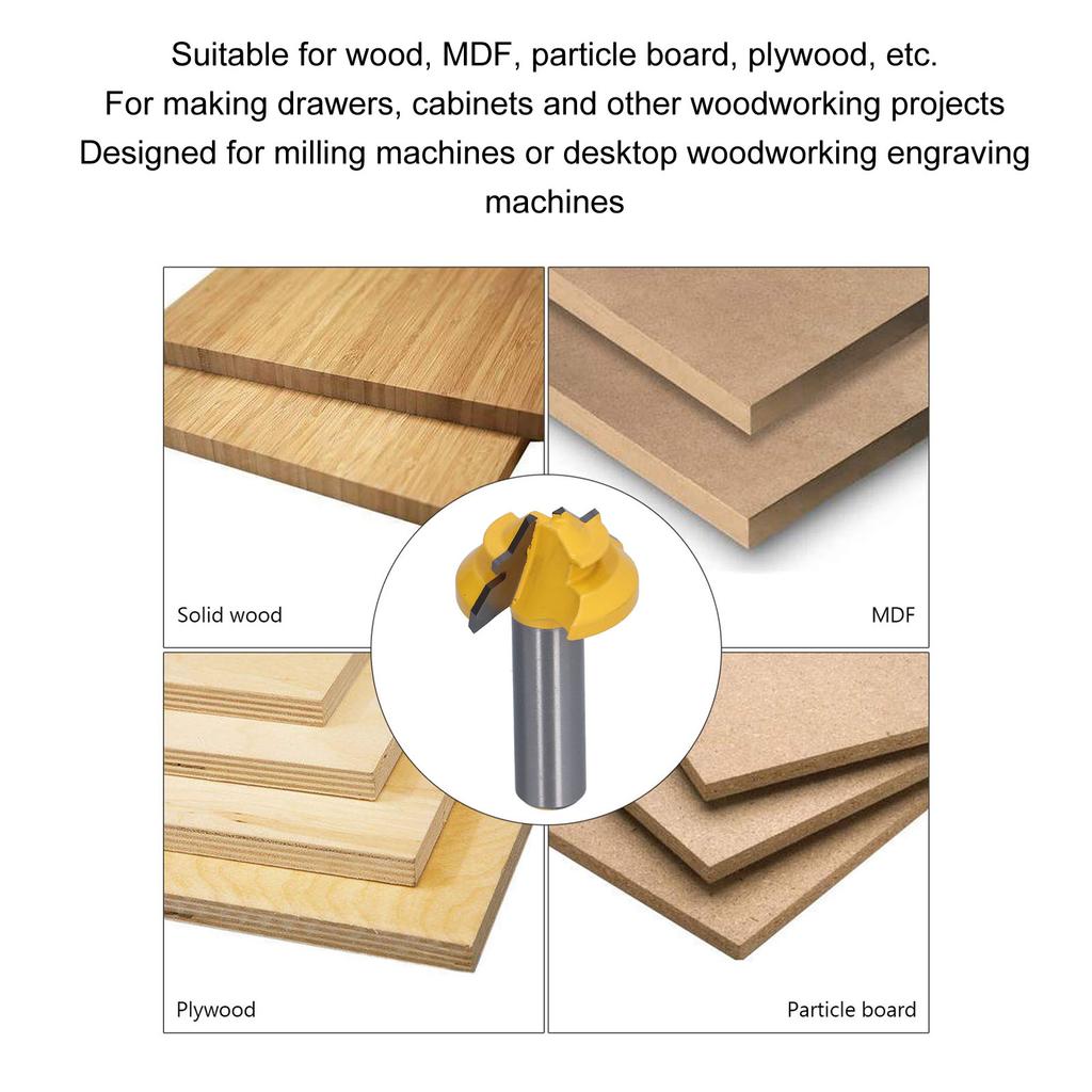 1Celsius2in Shank Router Bit 45 degrees  Woodworking Milling Cutter for Cabinet Door Drawer CNC Hand Tool