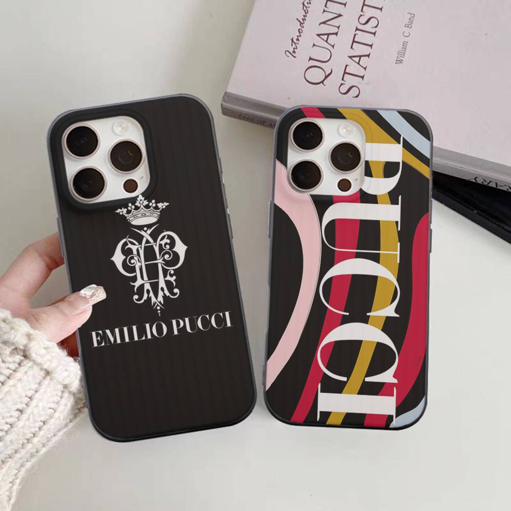 E-Emilio Logo Pucci Per IPhone 17 16 15 11 12 13 14 Pro Max Plus Pro Cover Posteriore Traslucido Ondulato per Telefono
