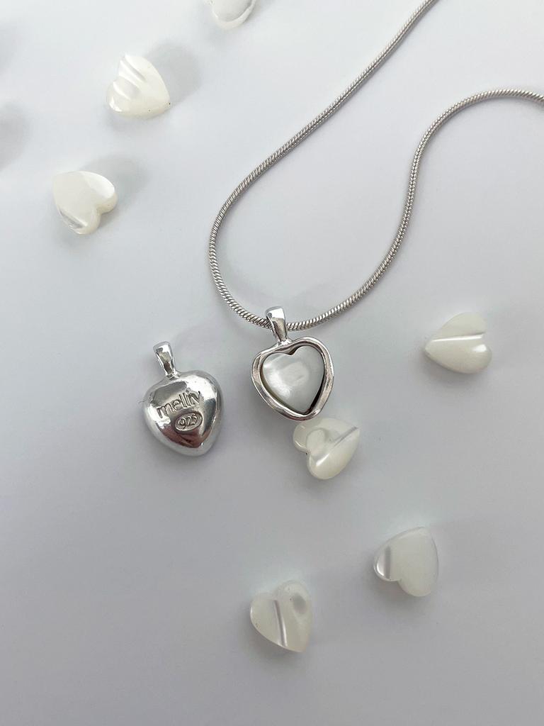 Melliv Silver Heart Mother-Of-Pearl Pendant Necklace_Mvn07