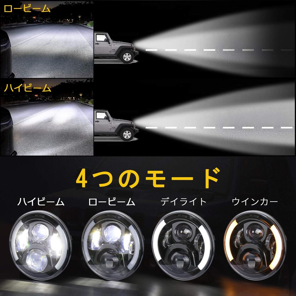 Faro LED MOVOTOR de 7 pulgadas para Wrangler con función de señal de giro y DRL haz Jimny JA 11 Wrangler JK TJ juego de 2 faros, HI/Lo