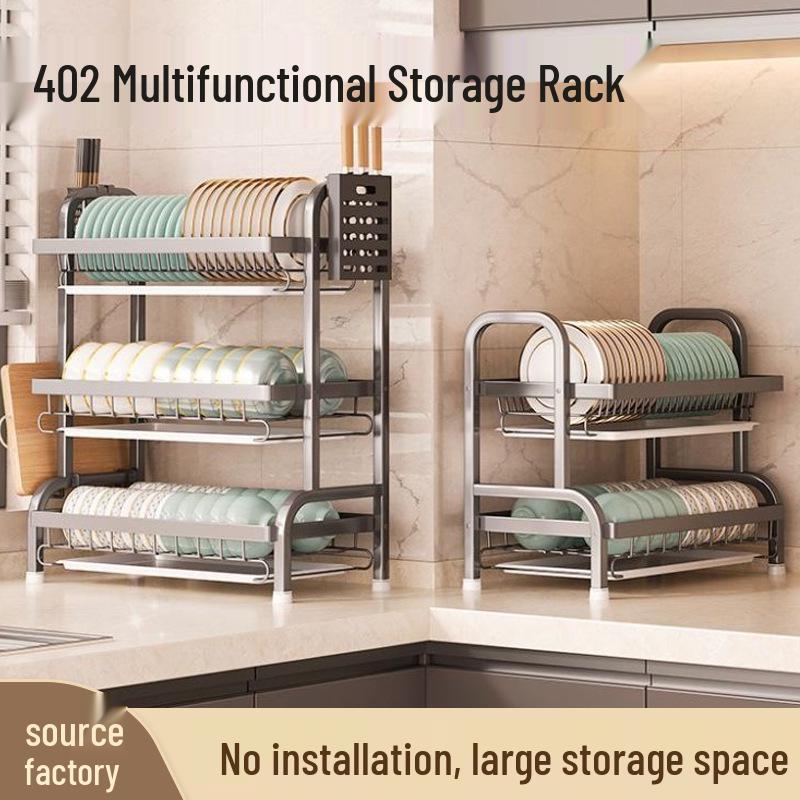 Multi-functional Kitchen Storage Rack - Thickened, Multi-layer Dish, Bowl & Plate Draining Rack