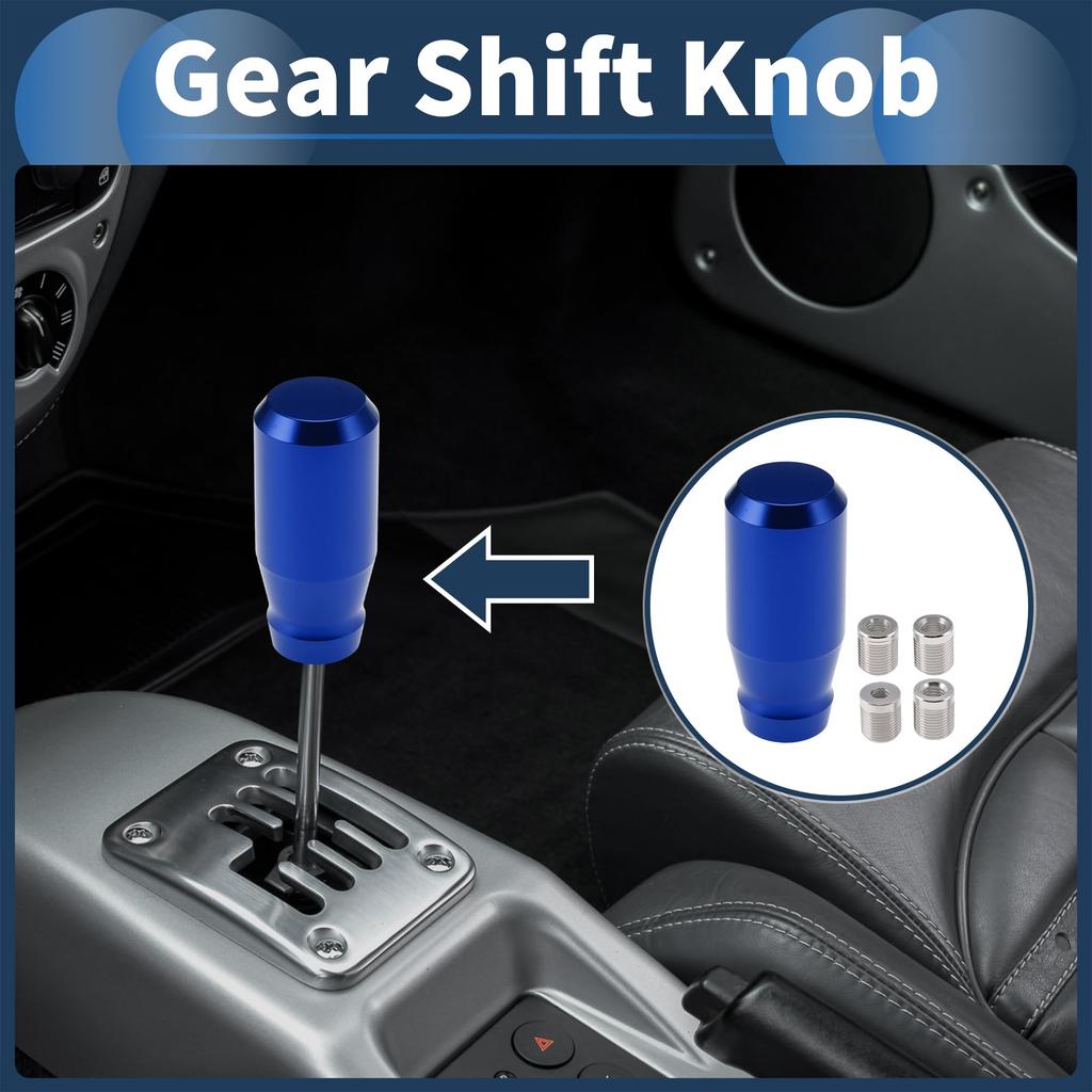 Hihaha Car Shift Knob Universal for Vehicles Blue Gear Shifter 1 Set 76.2mm Manual/Automatic M8x1.25 & M10x1.25 & M10x1.5 & M12x1.25mm