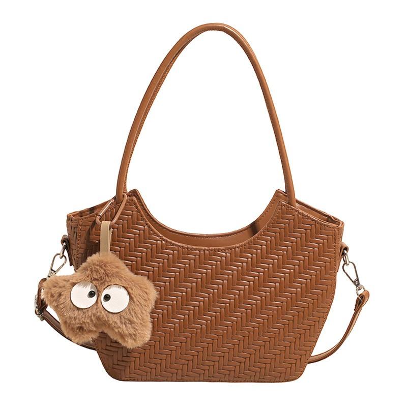 Large-capacity vegetable basket bag women's summer new messenger woven bag textured portable commuter tote bag
