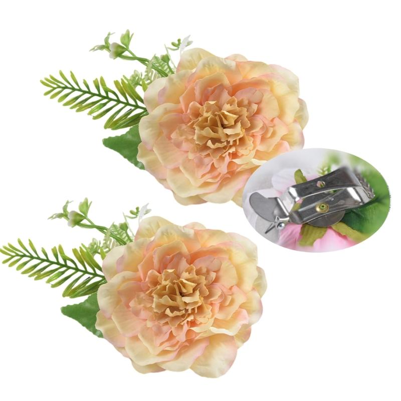Contemporary Artificial Flower Curtain Fastening Clips Set of 2 Decorative Window Drapery Holders Tieback Straps Buckles