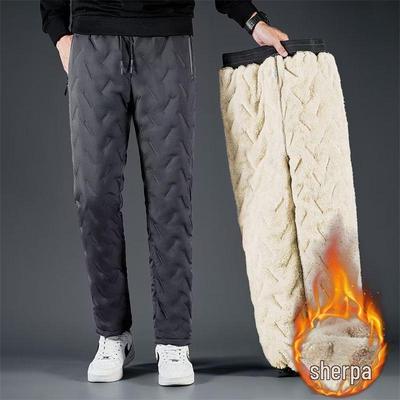 Men's Waterproof Lambskin Fleece Winter Sweatpants - Loose, Warm, Large Size Casual Pants