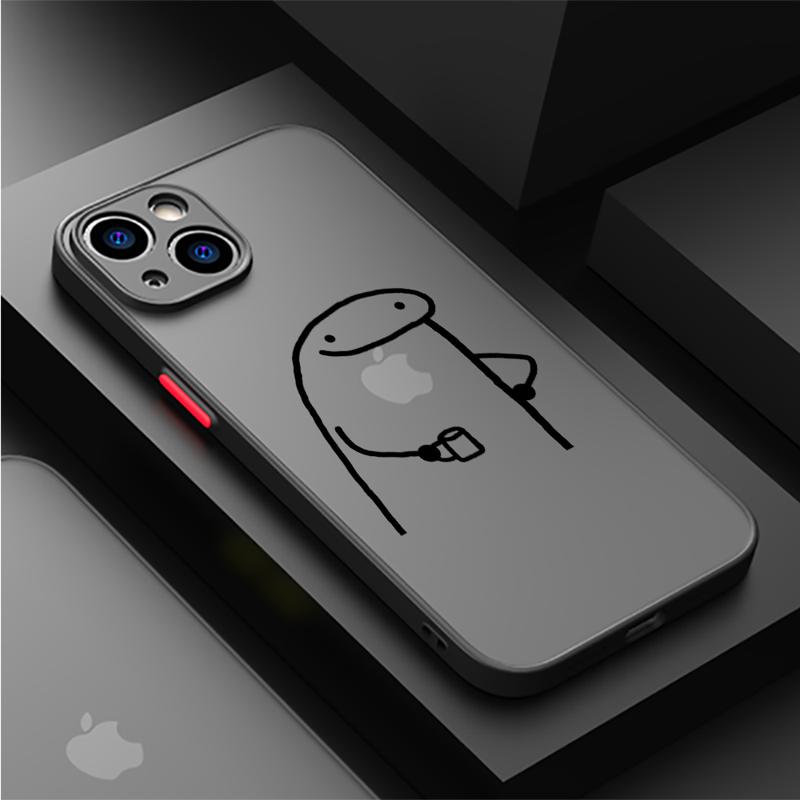 Lustiger Cartoon-Mann Coole Hülle Für Apple iPhone 15 11 14 13 12 Pro 7 XR X XS Max 8 Plus 6 6S SE 2022 15Pro Schwarz Matt Handy Hülle