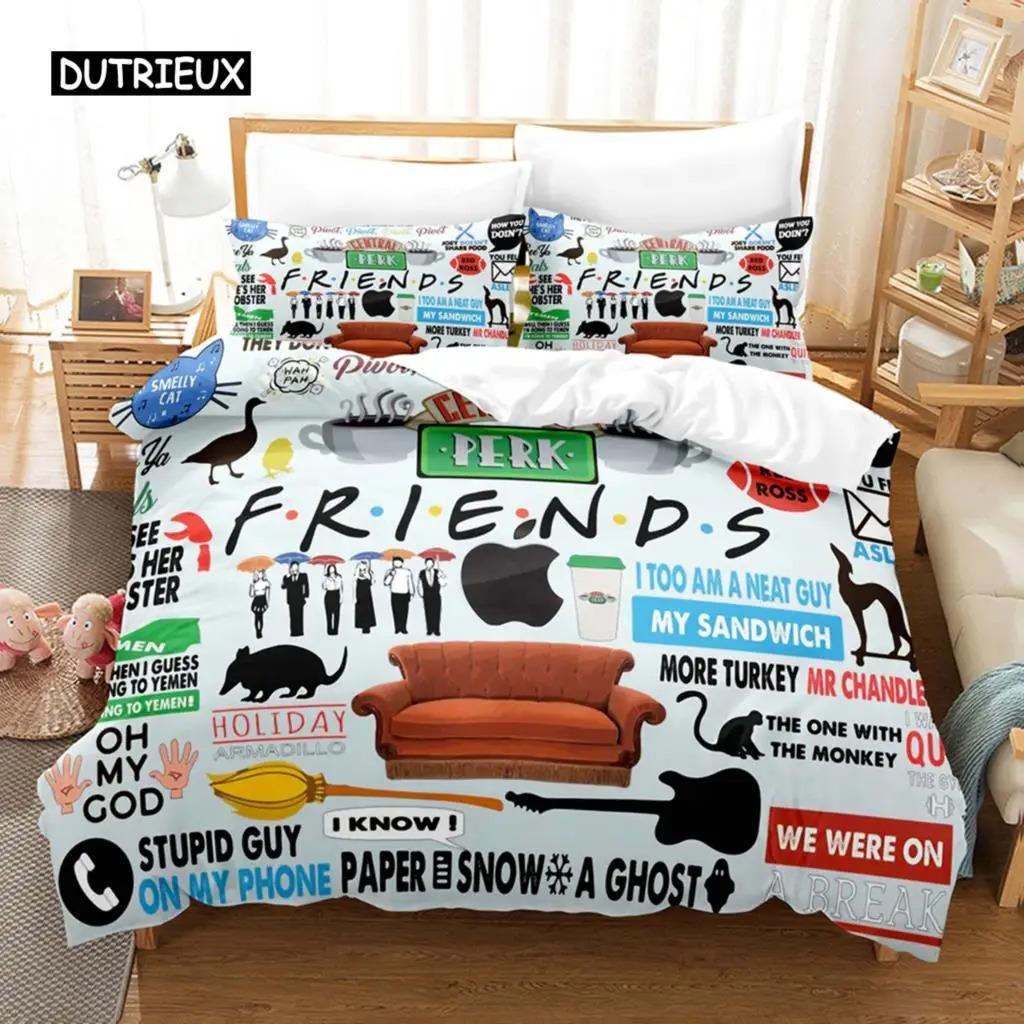

Пододеяльник Друзья, Черный чехол для одеяла, Комплект постельного белья, Комплект пододеяльника, Тема фильма, для женщин, мужчин, подарок для друзей, декор спальни EU Single 135x200cm