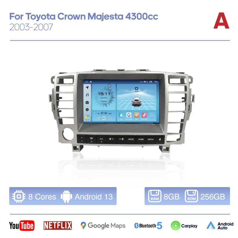 For Toyota Crown Majesta 4300cc 2003-2007 Smart Multimedia Video Player CarPlay GPS Radio 5G Navigation Keep Original Car CD