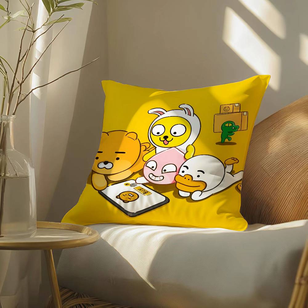 Cartoon Funny Fun Cute KAKAO Pillow Case Silky elegant Comfort Sofa Bed  Invisible zipper Beach pillowcase