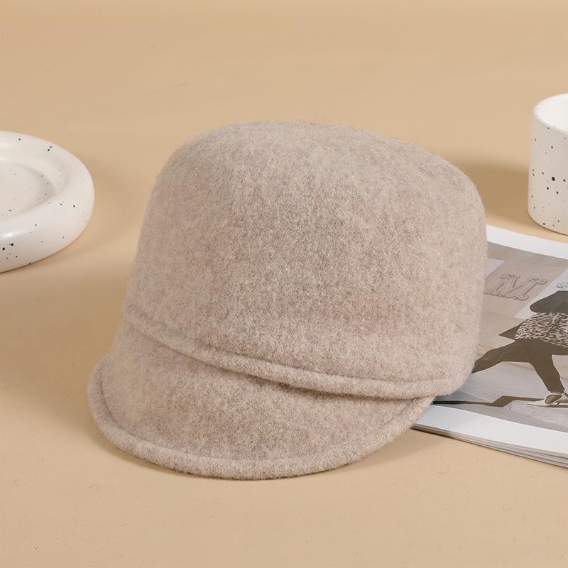 Black Woolen Navy Octagonal Hat Female Autumn and Winter Xiaoxiang Beret Knight Top Hat British Equestrian Hat