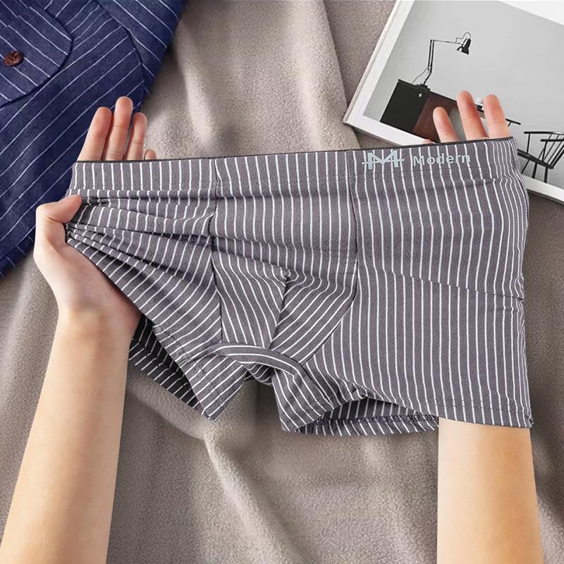 Men's Cotton Underwear Men's Striped Four Corners Youth Comfortable Breathable Men's Flat Corners