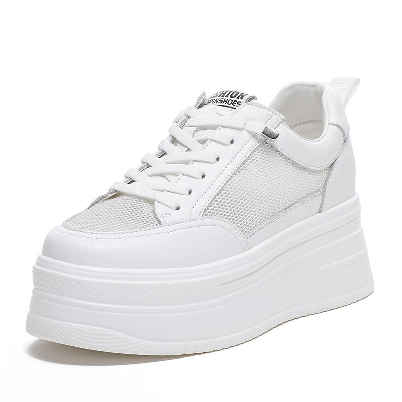 New inner height-increasing women s shoes mesh shoes summer breathable slope heel leather casual height-increasing single shoes 34
