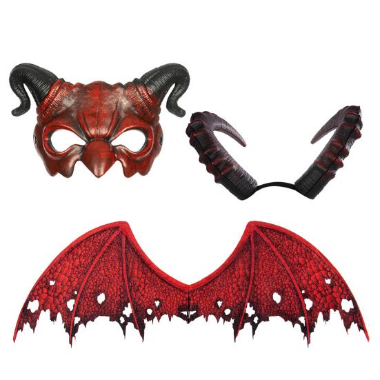 Draktilbehør Demon Voksne Djevel Cosplay Maske Halloween Demonvinger Rekvisitt for Maskeradefest Cosplay
