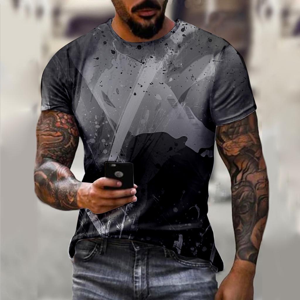 Striped T-shirt Men's T-shirt Men's Pattern T-shirt 3D Full Print Summer Short Sleeve Top