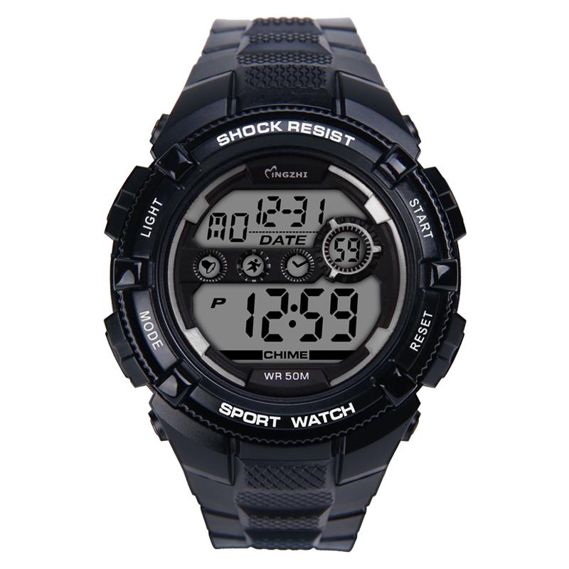 Men's Classic ODM Digital Watch Black Plastic 3ATM Waterproof with Chinese Movement Luxury Sport Feature Alarm