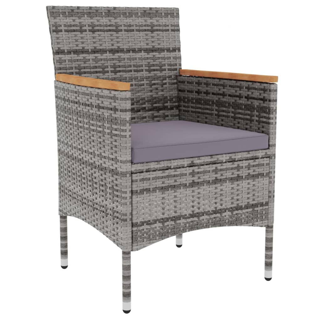 vidaXL 3-tlg. Garten-Essgruppe Poly Rattan Grau
