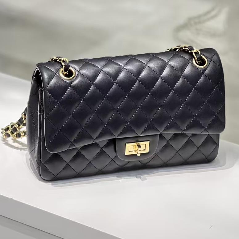 High-Quality Cowhide/Sheepskin Medium Size Cf25 Leather Chain Flap Single Compartment Bag Women's Bag Unmarked