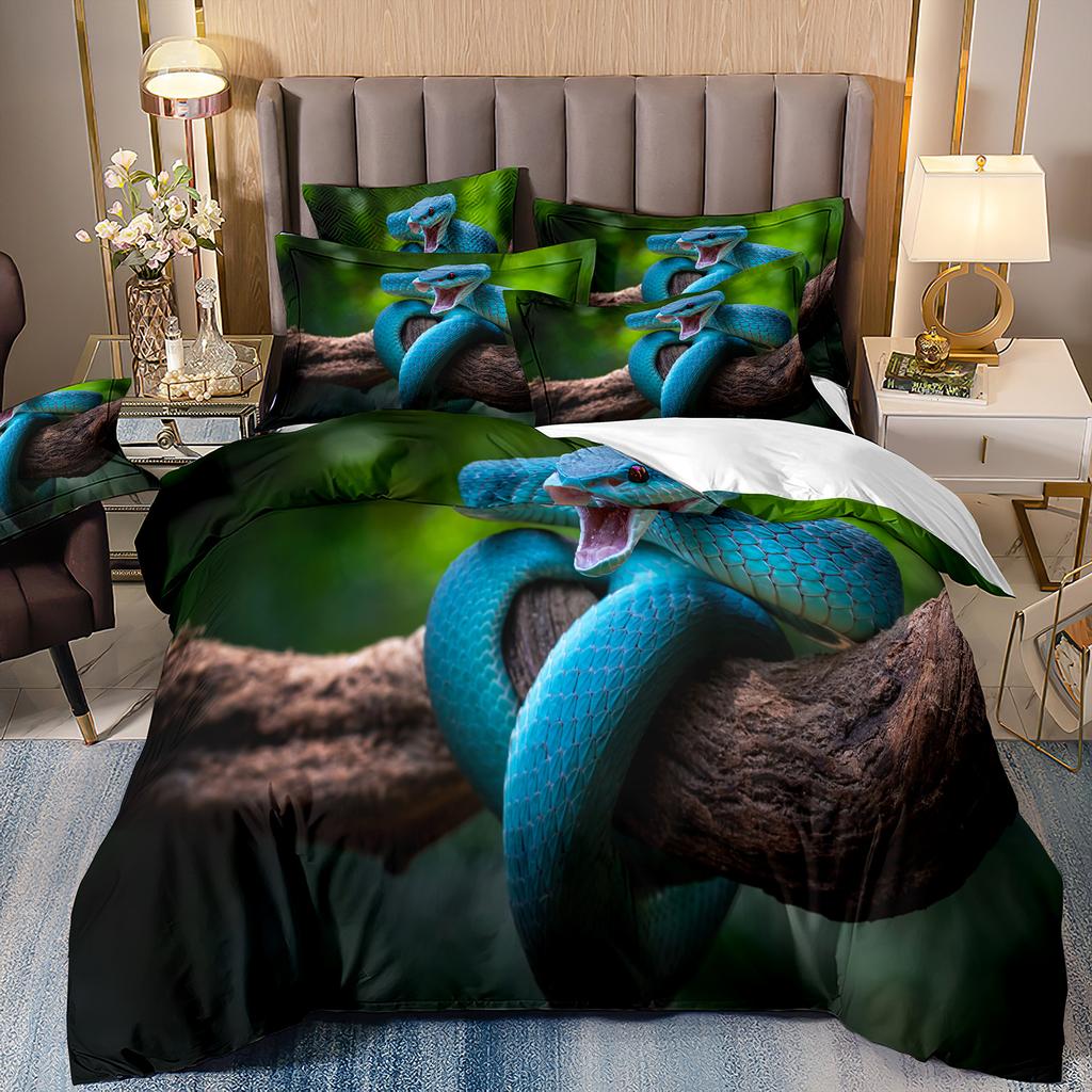 3D Digital Printing Bedding Three-Piece Set Animal Cobra Sheet Duvet Cover