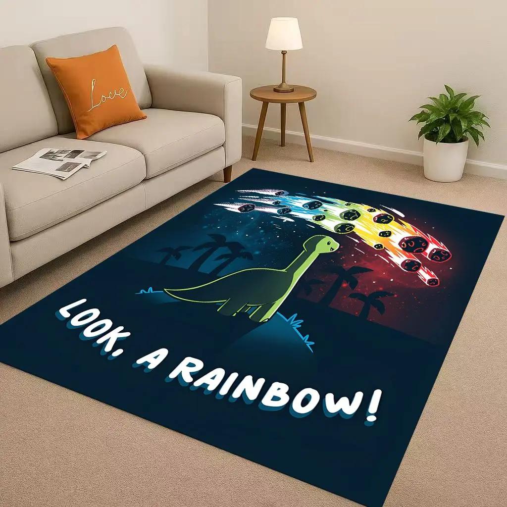 2026 New Space Dinosaur Cartoon Dino Art Living Room Non-Slip Area Rug Carpet for Bedroom Kids Playroom Sofa,Home Decor Doormat