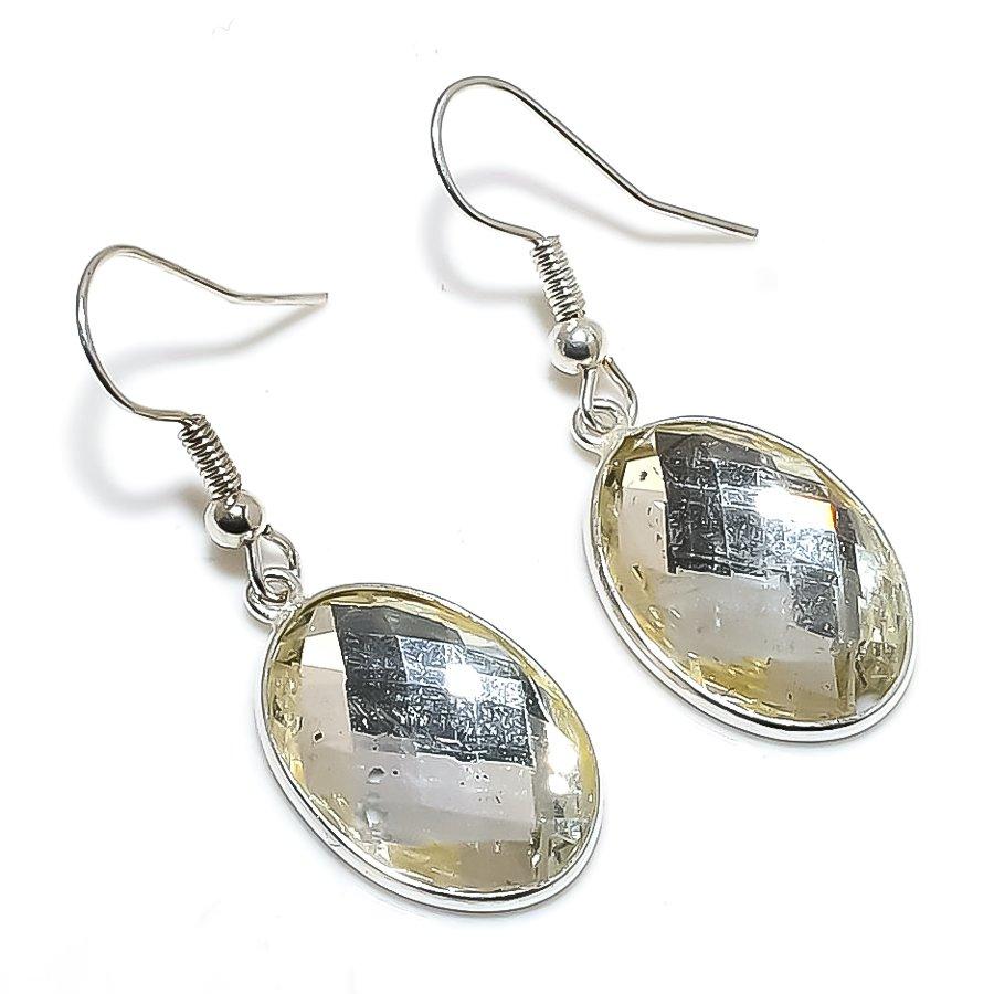 

Ювелирные серьги из стерлингового серебра 925 пробы с натуральным лимонным топазом 1,54 дюйма C4Q44