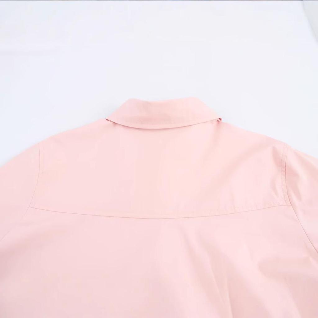 2025 Spring Women's European & American Style Casual Loose Long-Sleeve Cotton Shirt with Turn-Down Collar