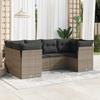 Vidaxl 6-Cz. Gartenmöbel-Set mit Kissen, Grau, Polyrattan