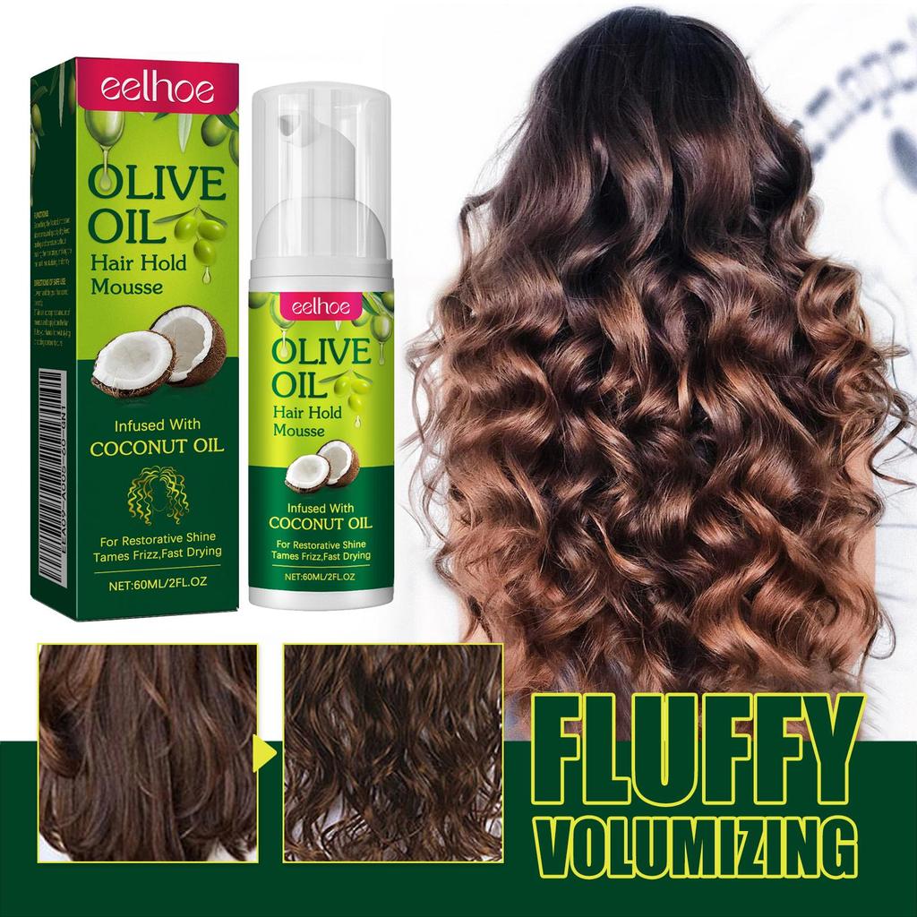 EELHOE Olive Oil Hair Styling Mousse Curl Styling Moisturizing Curl Care Styling Long Lasting Anti-Frizz Mousse