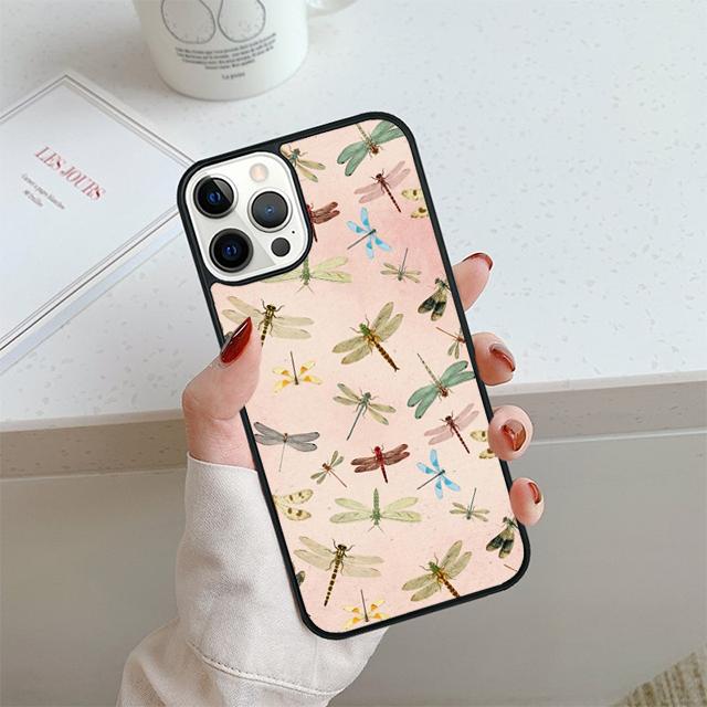 Floral Colorful Dragonfly Phone Case For iPhone 17 Air 14 15 16 16e 13 12 Max Cover For Apple 11 Pro Max Plus Coque