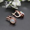Top Quality Opal Clasp Earring ,oval Cut 6*8mm 1.7ct Natural Gemstone 925 Sterling Silver Rose Color Fine Jewelry