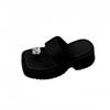 New summer one-word toe sandals thick-soled heightening sandals simple and versatile casual wedge heel muffin shoes