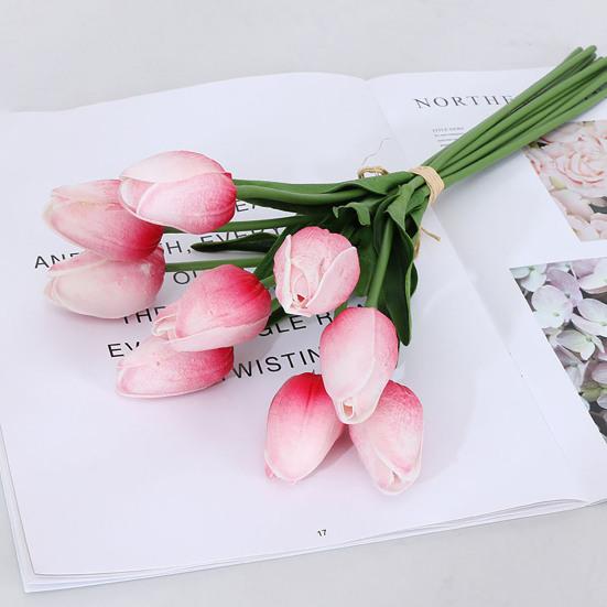 5Pcs/Set Fake Flower to Easy Decor Simulated Faux Leather Care Long Stem Soft Artificial
