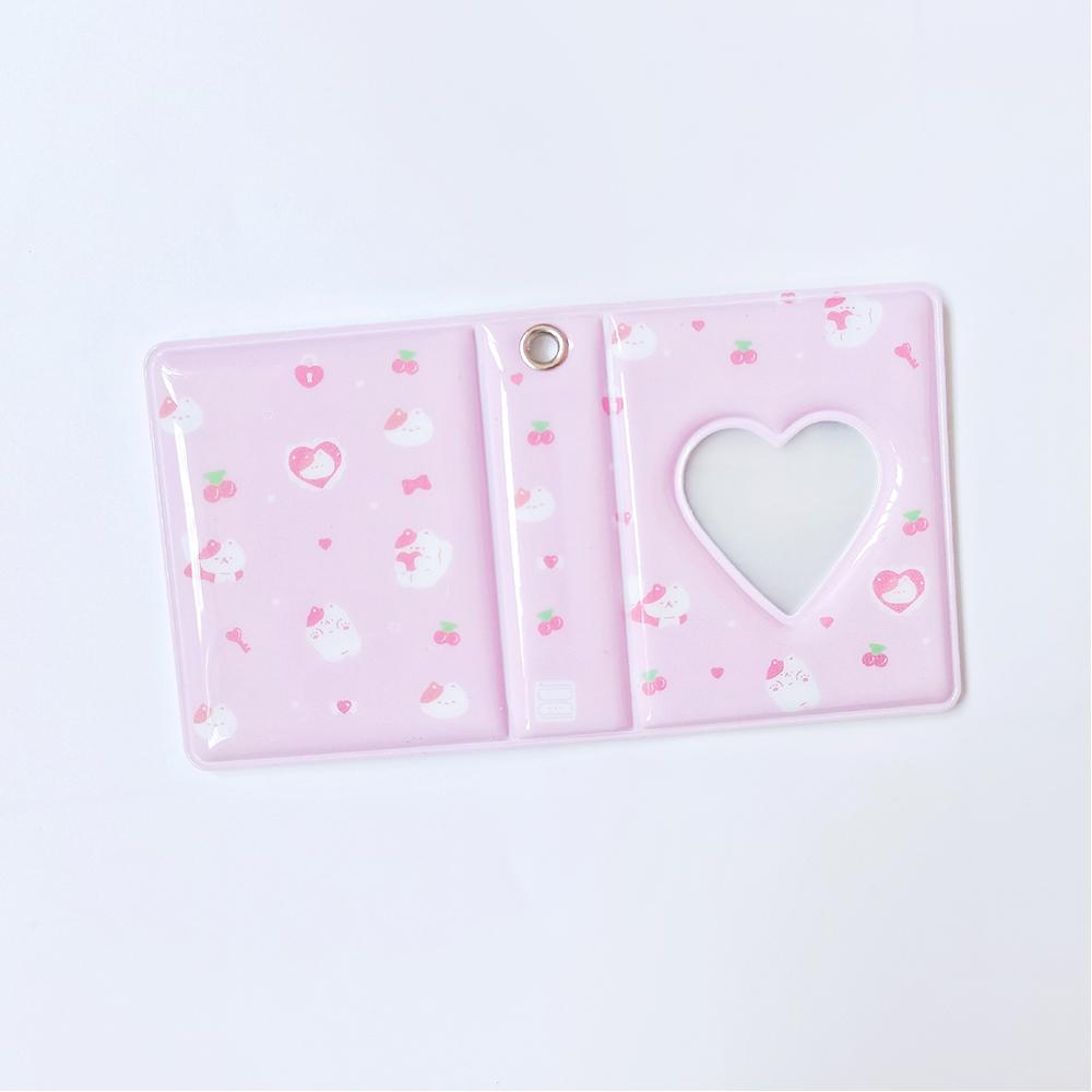 

2 Inch Mini Photo Album Cartoon Bear Printing Photocard Holder Heart Hollow Out Idol Collection Book 16 Slots Star Chasing Album рожевий