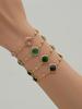 Geometric Glass Stone Earrings & Stainless Steel Bead Necklace Bracelet Set - Multi-color Patchwork Jewelry