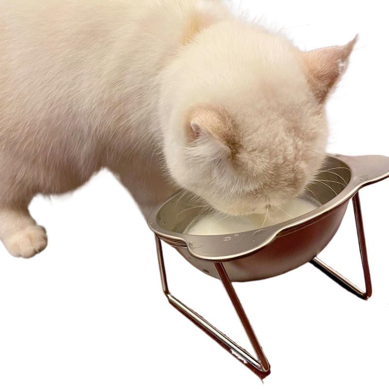 Raised Elevated 15°Tilted Cat Bowls Neck Guard Cat Food Bowl 304 Stainless Steel Shatter-resistant Pet Supplies for Puppy Cat
