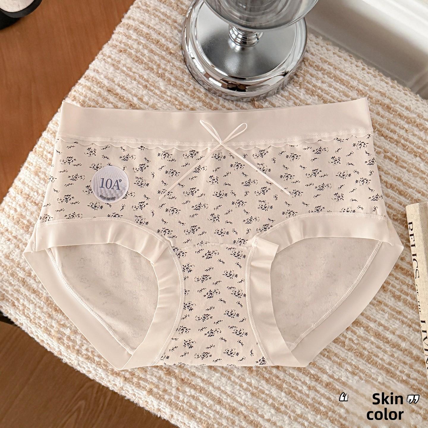 

Women s Summer Sweet Floral 10A Antibacterial Cotton Crotch Breathable Mid Waist Triangle Briefs XL