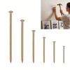 Small Hanging Nails Set for Wall Hanging, 300 Gold Tone Round Head Iron Nails in 6 Lengths with Storage Case for Daily Home Projects