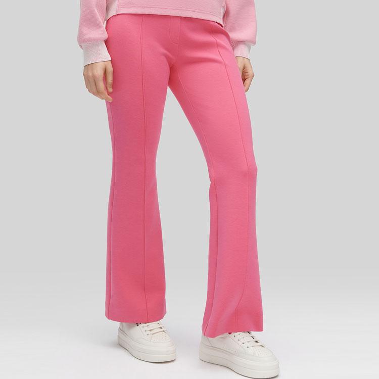 FILA Solid Color Mid Waist Simple Slim Straight Casual Pants Women bottoms Rose-Pink F11W414605F-PC