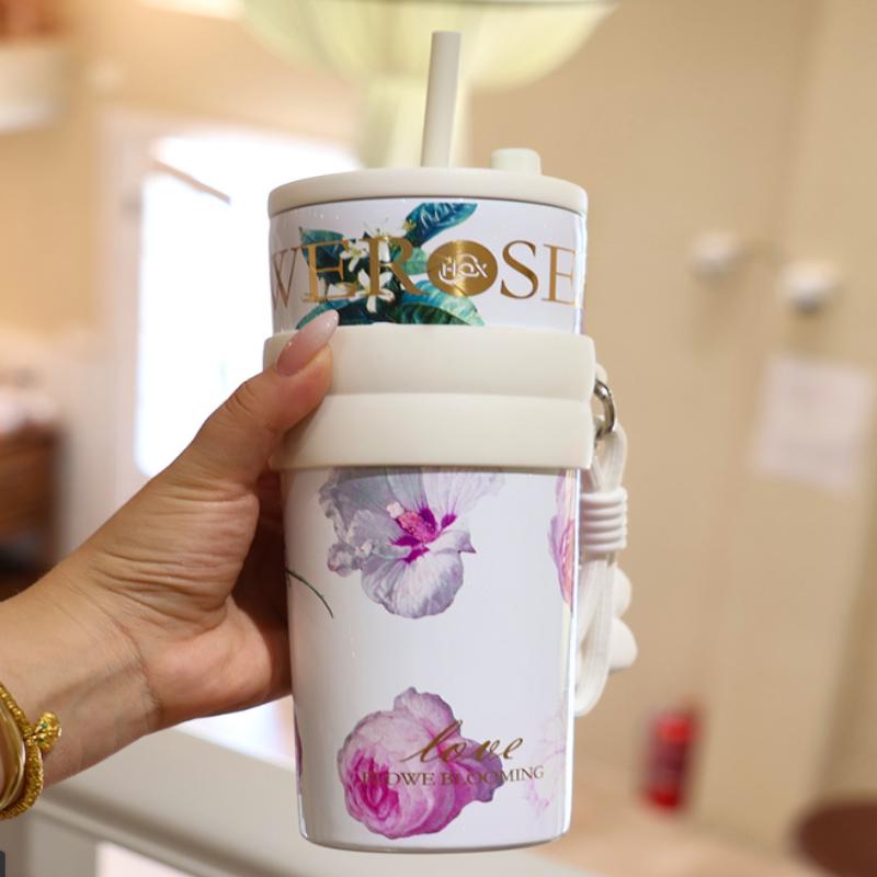 Nerezový Velký Král Hrnku Velkokapacitní Hrnky na Kávu do Auta Láhev na Čaj a Vodu Vakuová Termoska Přenosné Hrnky Hrnky se Slámkou