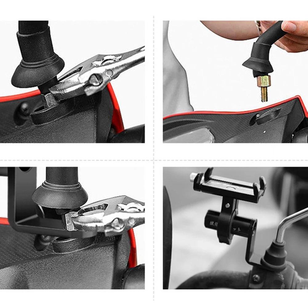 Secure Motorcycle Handlebar Phone Holder Stand with Mirror Mount Extension
