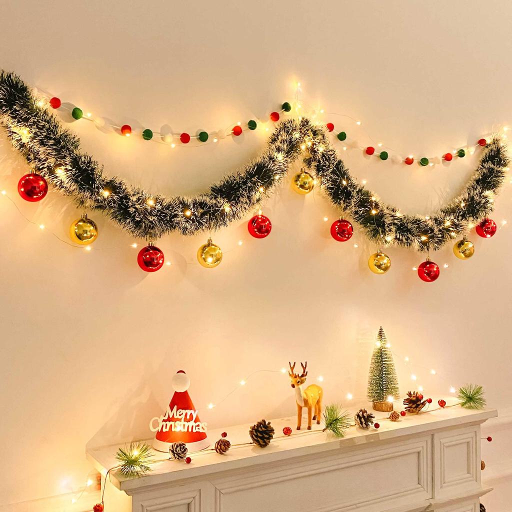 Christmas Tinsel Garland for Tree Ornaments and Wall Decor