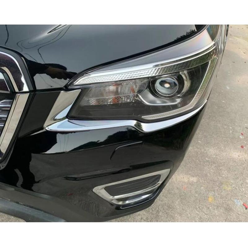 Front Fog Light Lamp Eyebrow Detector Frame Stick ABS Chrome Cover Accessories 2PCs For Subaru Forester 2018