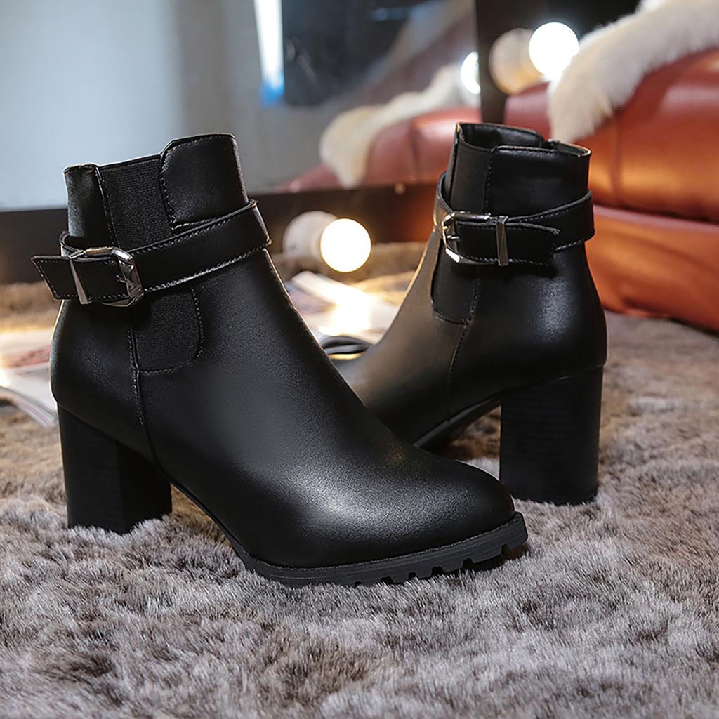 Damas Botas Bajas Tacón Grueso Tacones Altos Cinturón Hebilla Botas Bajas  Zapatos de Dama comprar a buen precio — entrega gratuita, reseñas reales  con fotos — Joom