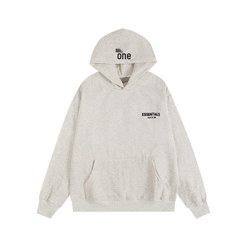 ESS Double-Line Flocked Letter Hoodie - Unisex Loose Fit Plus Velvet Hooded Jacket by Trendy American Brand