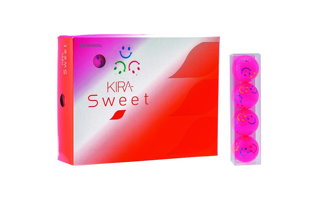 Kasco Golfball KIRA Damenball mit Charaktermarke Damen KIRA SWEET Full Character Pink 1 Dutzend (12 Stück) Abdeckmaterial: Ionomer
